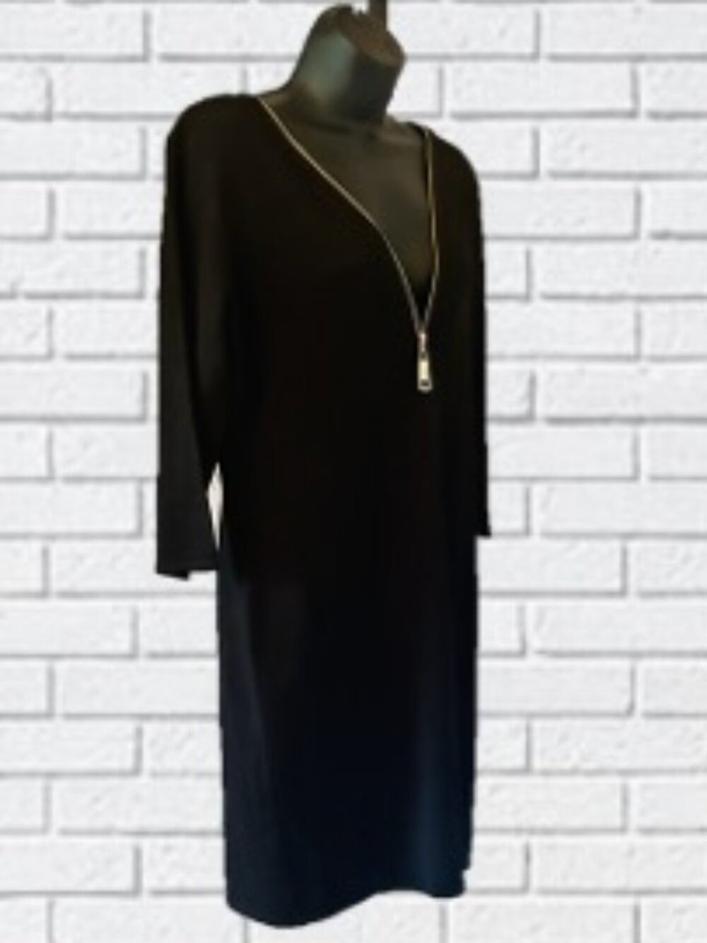 Allison Brittney | Black Zip-Front Shift Dress